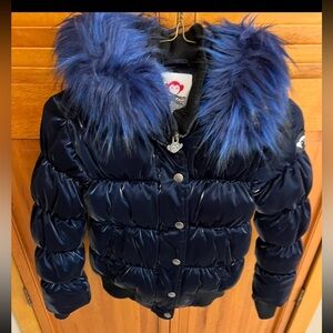 Little Girls Puffer Jacket with Fur Hood